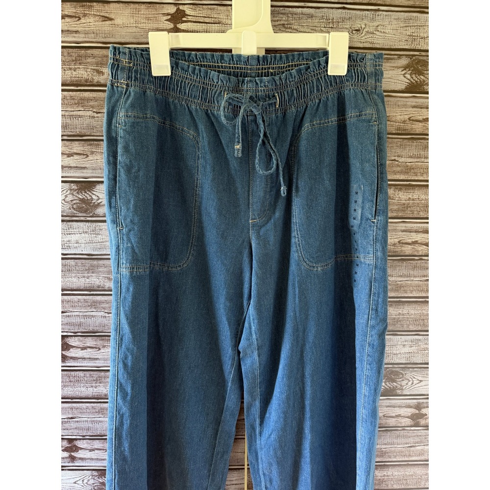 American Eagle Women's Blue Pull-On Wide-Leg Jeans Size M Blue Denim NWOT